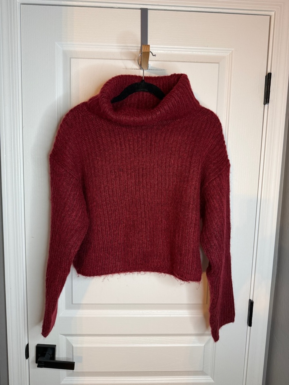 Thakoon Wine Red Cropped Ribbed Turtleneck Sweater - Picture 2 of 5